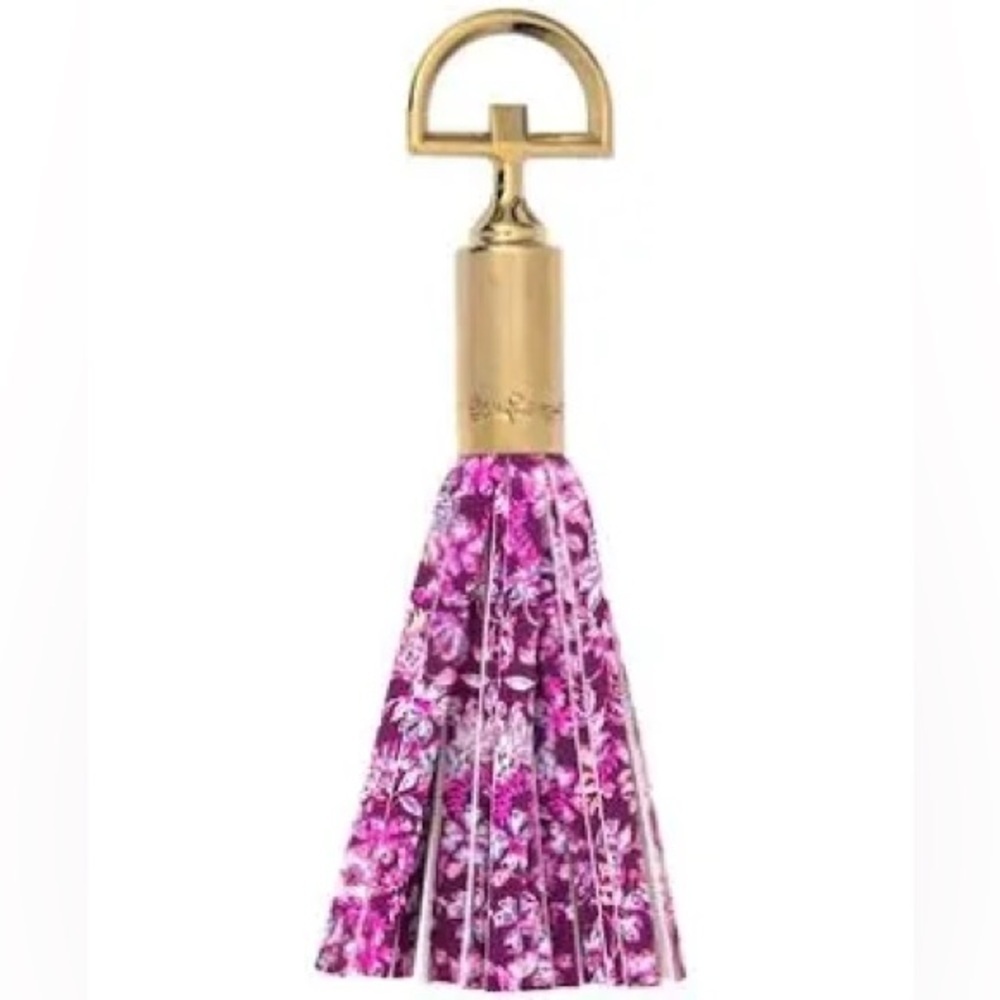 NWT ✨ Lilly Pulitzer Gold & Pink Floral Tassel Bottle Opener Keyring